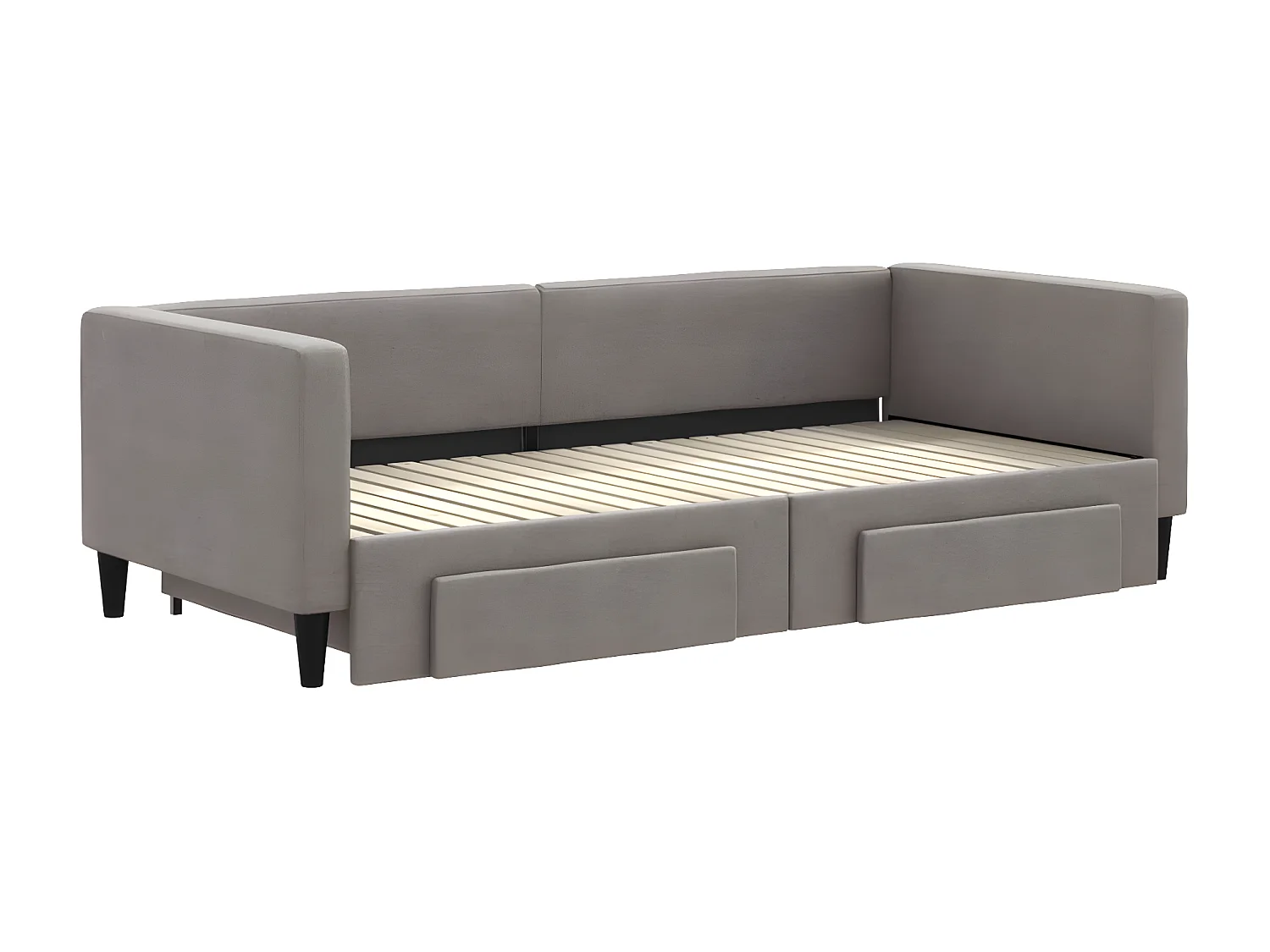 Cama dupla/gavetas 90x200 cm tecido cinza-acastanhado PT788084