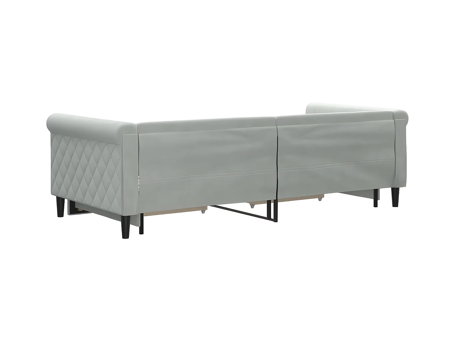 Slaapbank onderschuifbed en lades 90x200 cm fluweel lichtgrijs NL37180