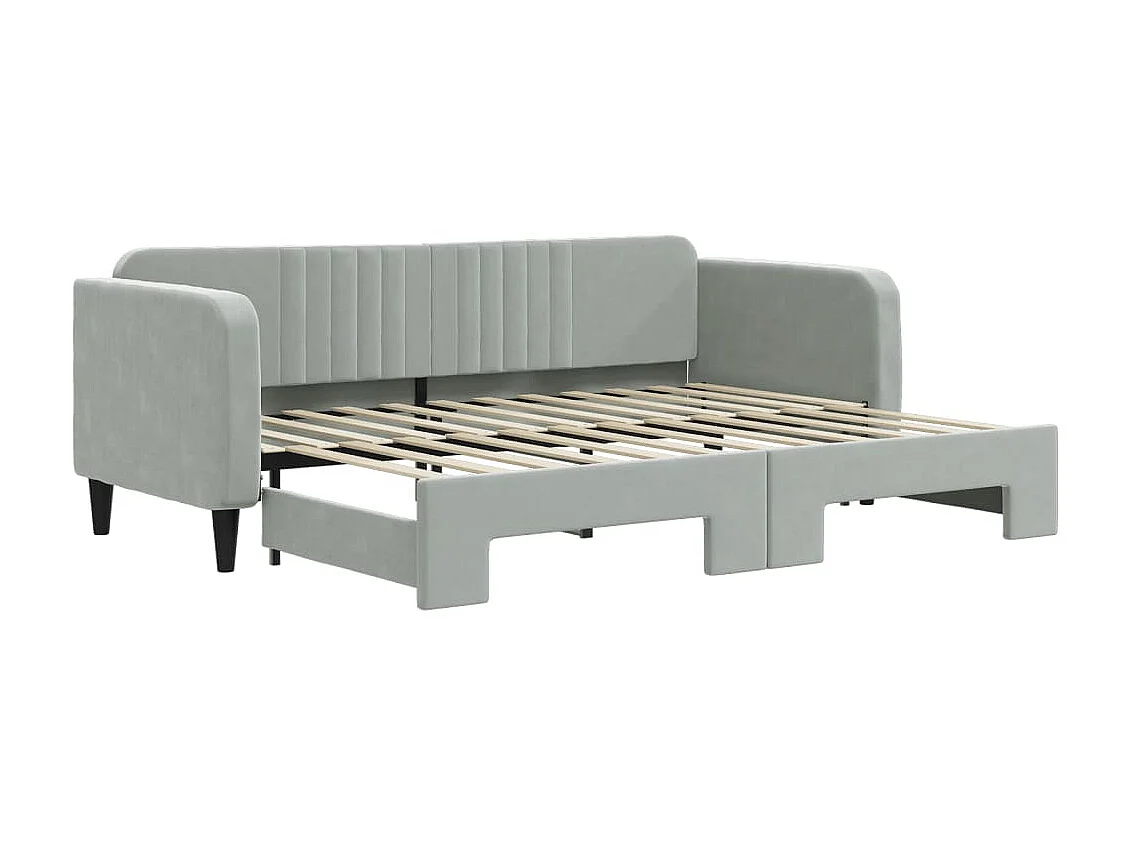 Tagesbett Ausziehbar,Ausziehbett Hellgrau 80x200 cm Samt -gkd71958