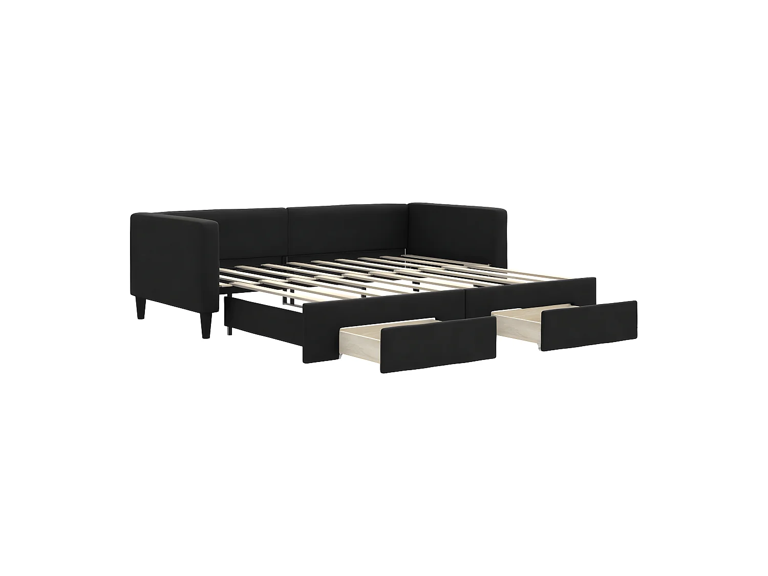 Cama nido - 90x190 cm con cajones tela negro ES24567