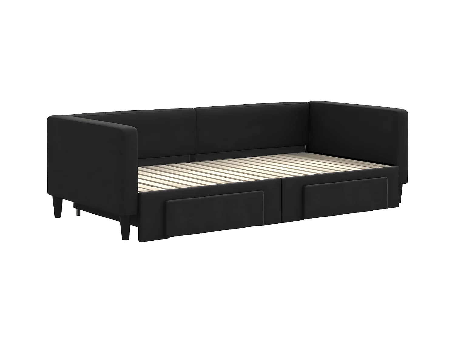 Cama nido - 90x190 cm con cajones tela negro ES24567