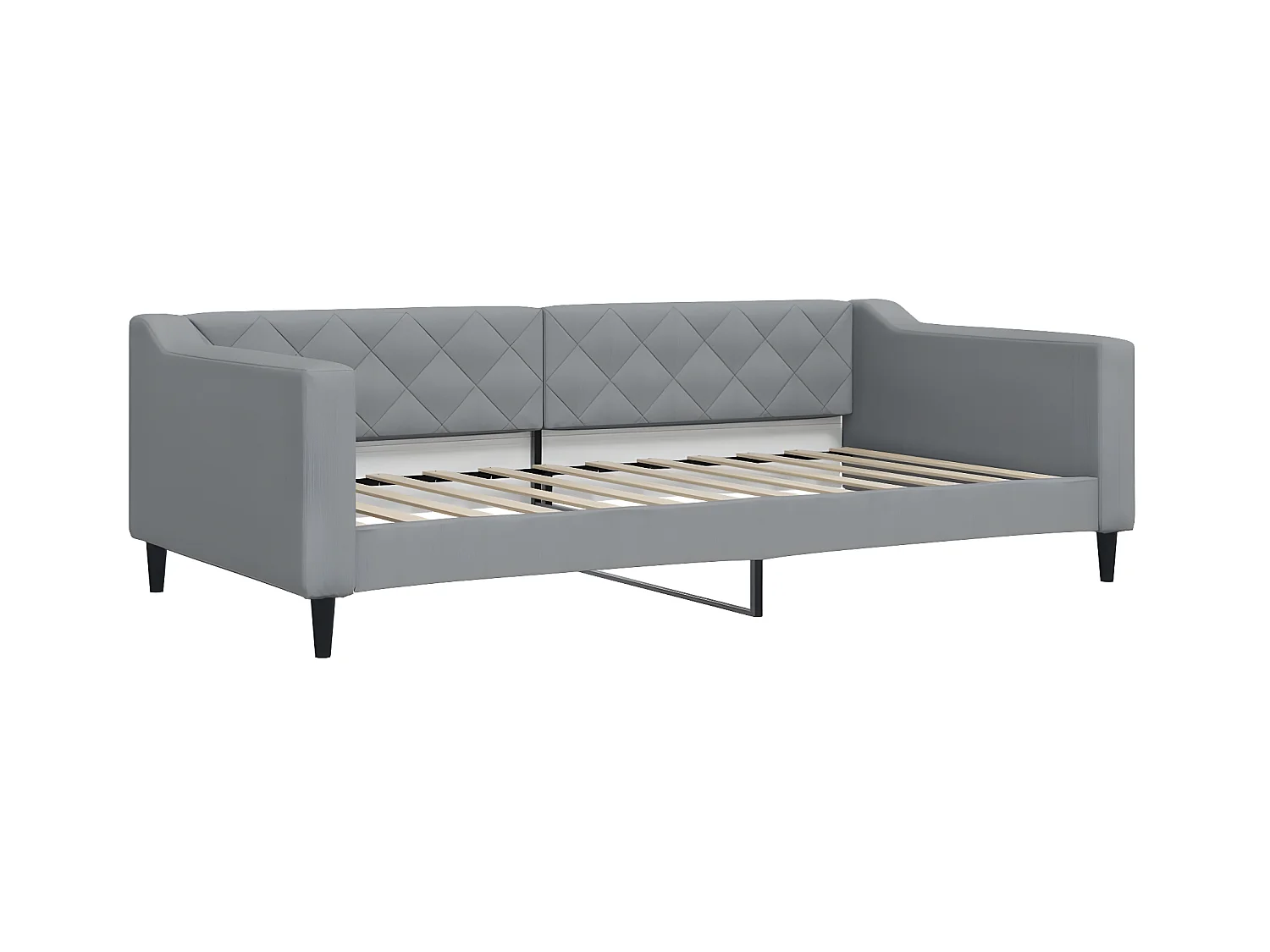 Lit gigogne et tiroirs gris clair 100x200 cm tissu WVGQ7190