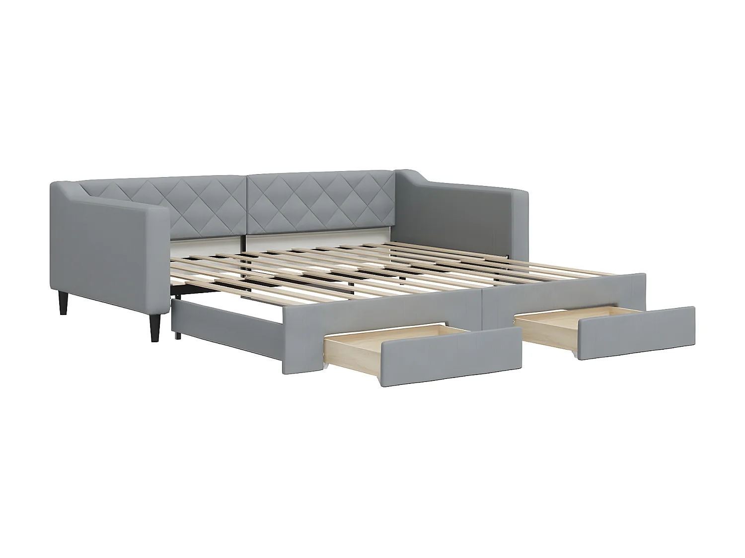 Cama dupla c/ gavetão e gavetas 100x200 cm tecido cinzento-claro PT779644