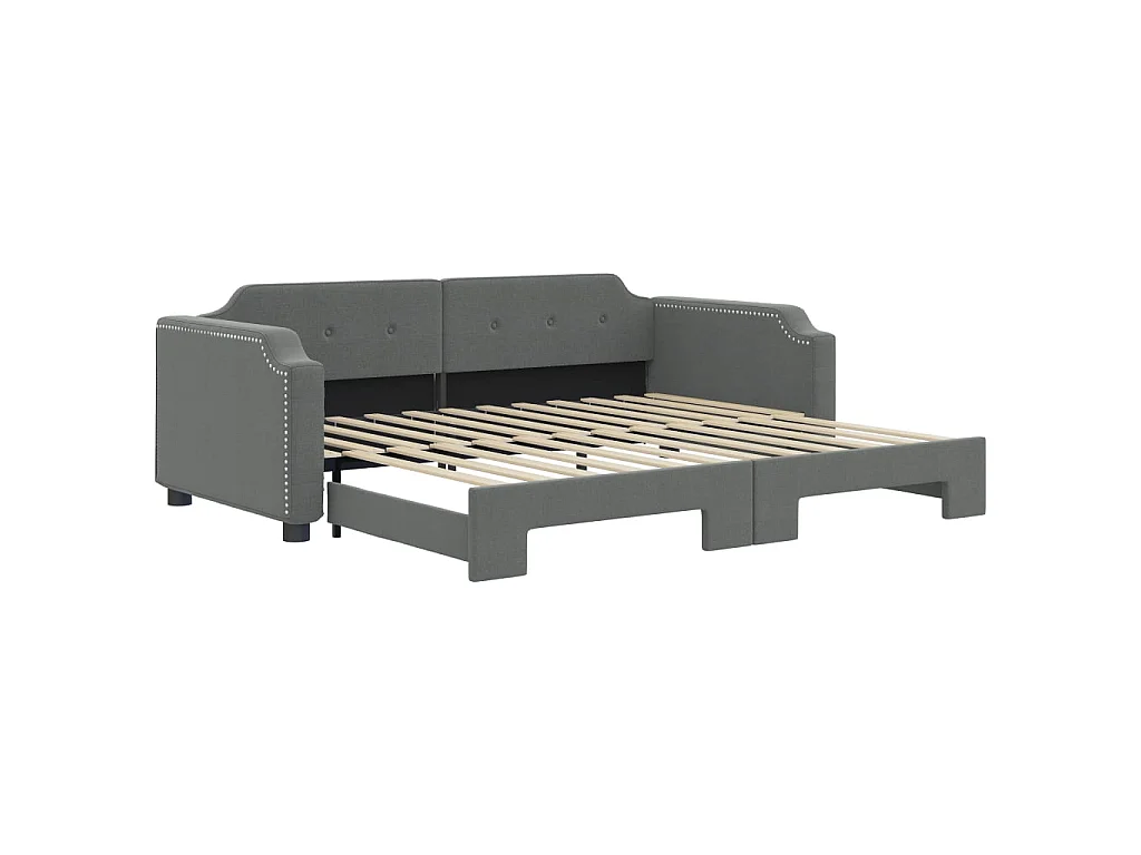 Cama dupla com gavetão 100x200 cm tecido cinzento-escuro PT560057