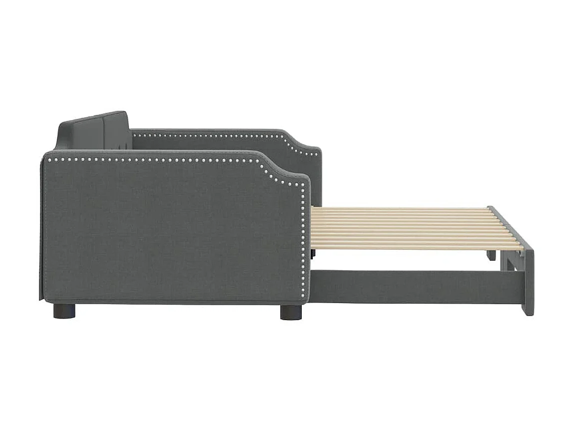 Cama dupla com gavetão 100x200 cm tecido cinzento-escuro PT560057