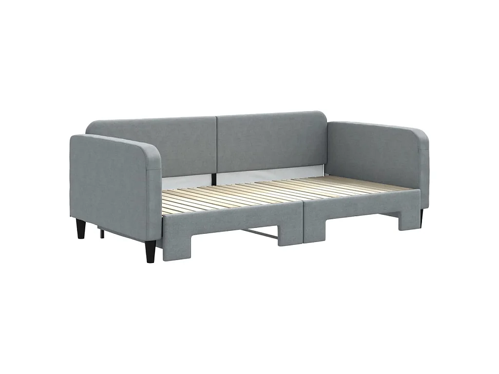 Lit gigogne gris clair 100x200 cm tissu WVGQ1983