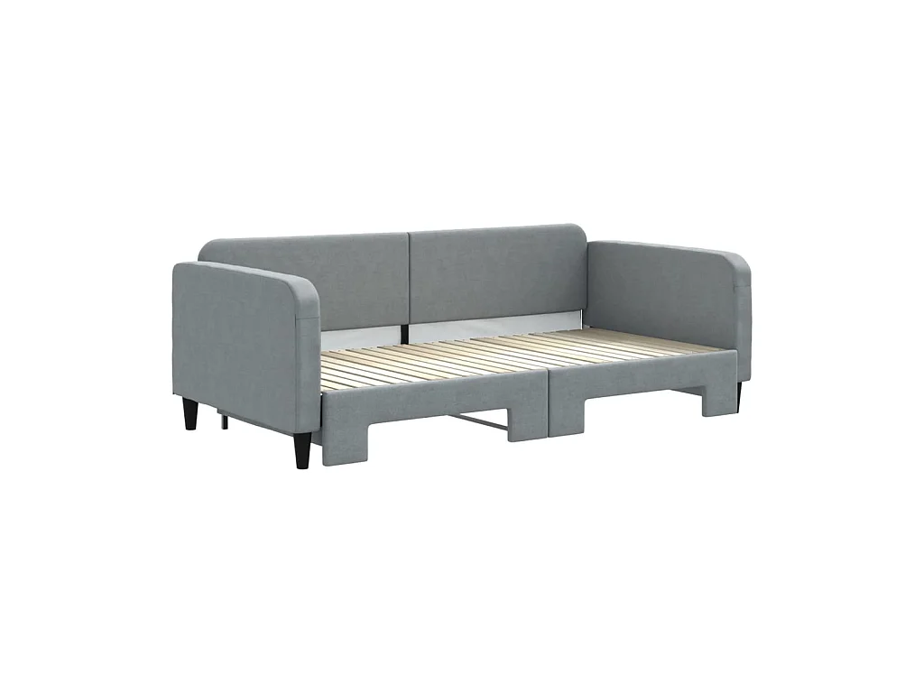 Tagesbett Ausziehbar,Ausziehbett Hellgrau 100x200 cm Stoff -gkd39376