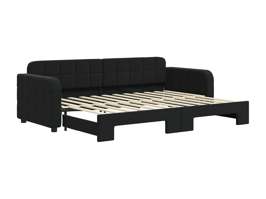 Lit gigogne noir 80x200 cm velours ASW78321
