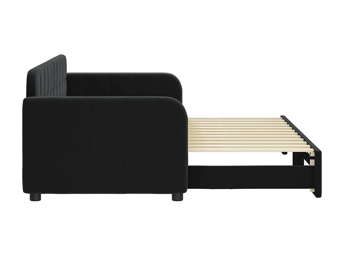 Lit gigogne noir 80x200 cm velours ASW78321