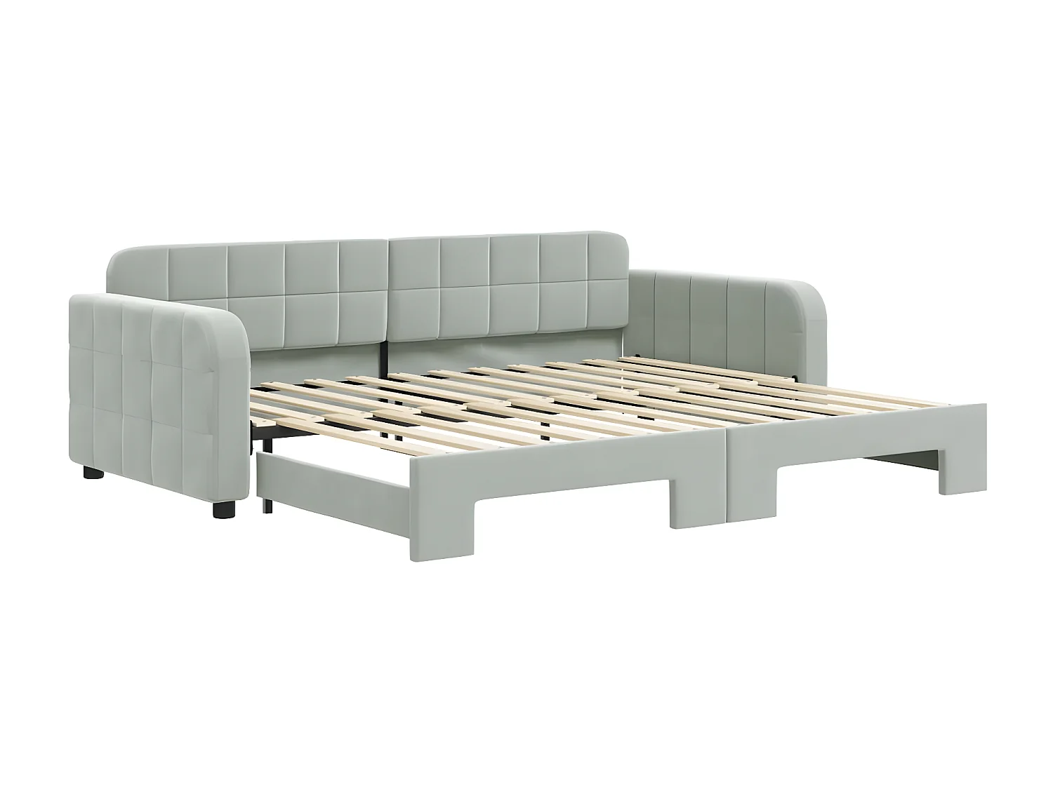 Lit gigogne gris clair 90x200 cm velours WVGQ2862