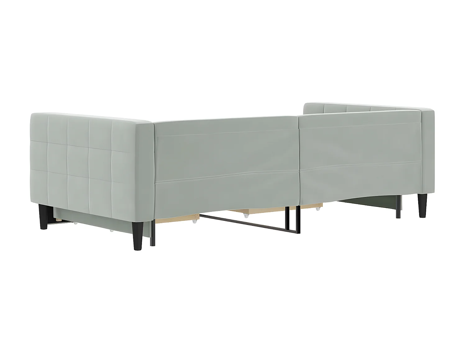 Sofá-cama 100x200 cm c/ gavetão e gavetas veludo cinzento-claro PT961638