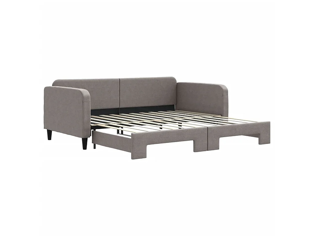 Lit gigogne taupe 100x200 cm tissu WVGQ2679