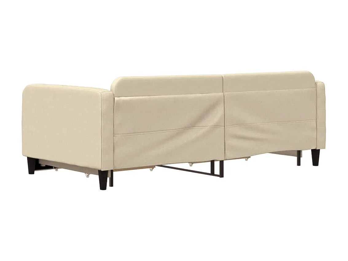 Lit gigogne et tiroirs crème 100x200 cm tissu WVGQ3568