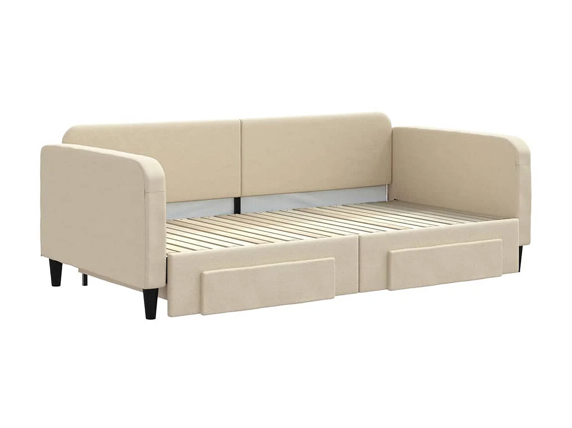 Cama nido - 100x200 cm con cajones tela color crema ES86770