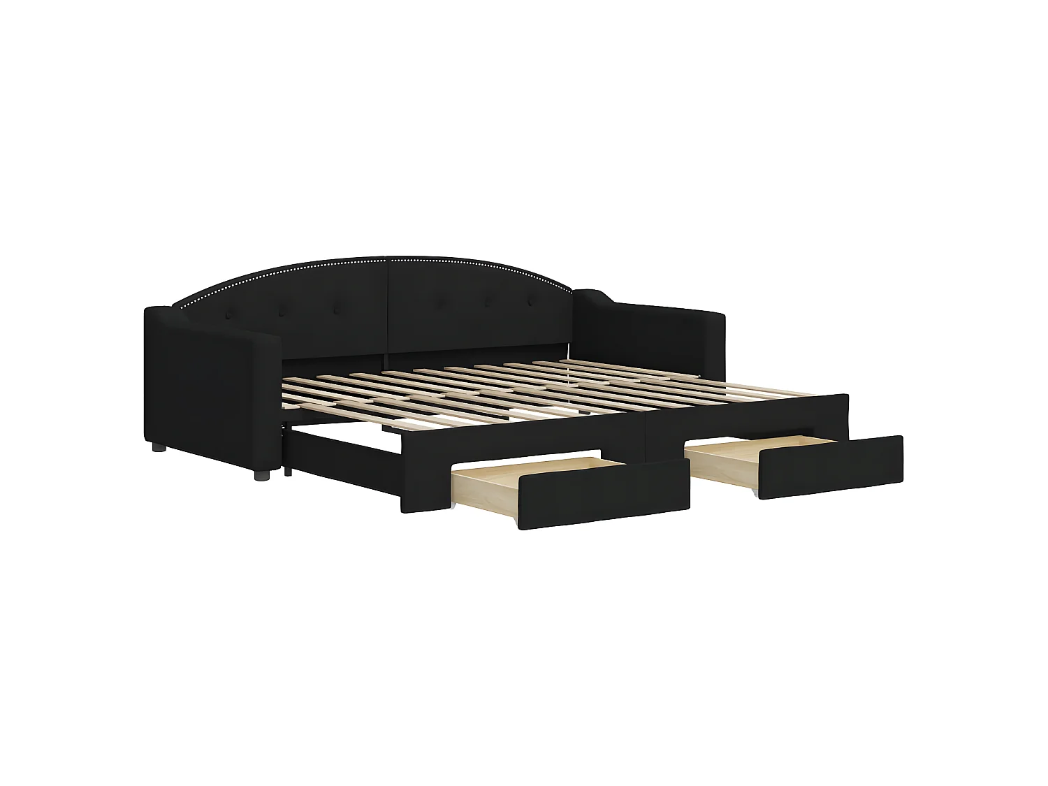 Cama dupla com gavetão e gavetas 90x200 cm tecido preto PT625103