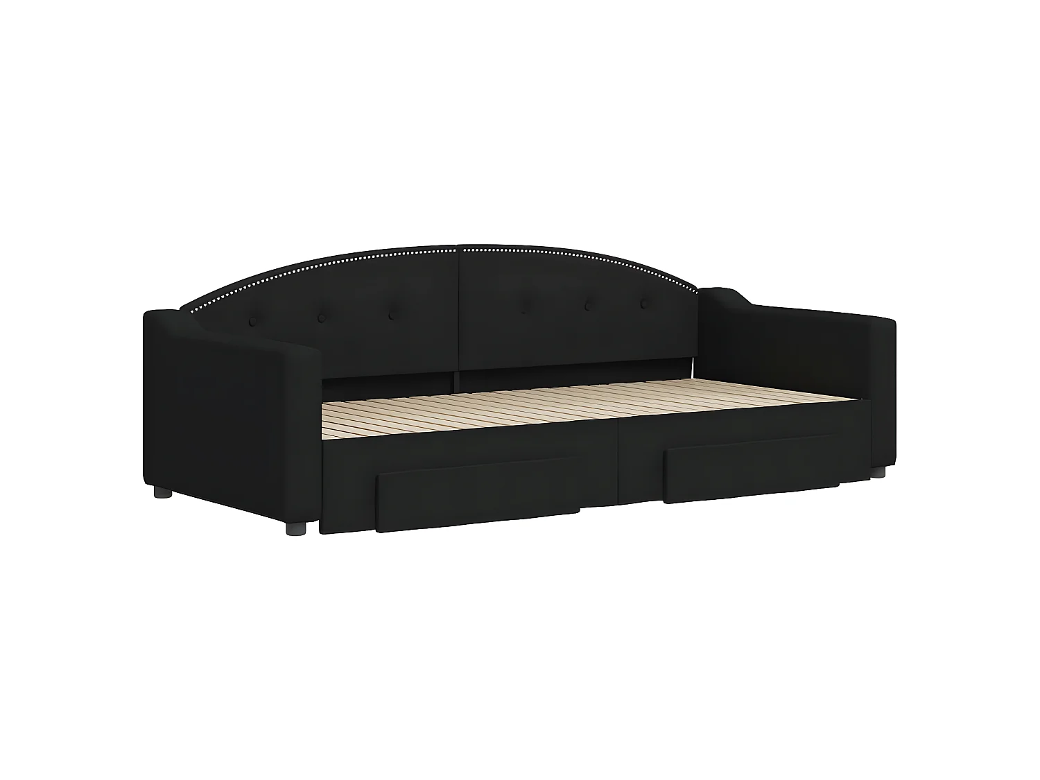 Cama dupla com gavetão e gavetas 90x200 cm tecido preto PT625103