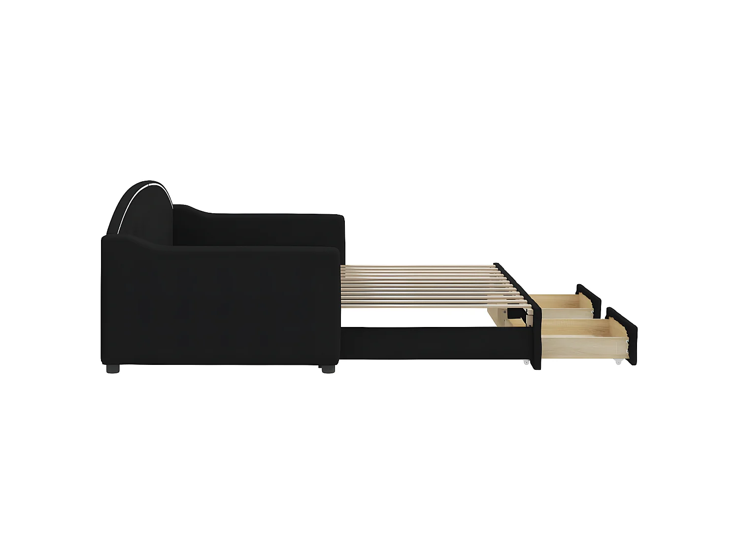 Cama dupla com gavetão e gavetas 90x200 cm tecido preto PT625103