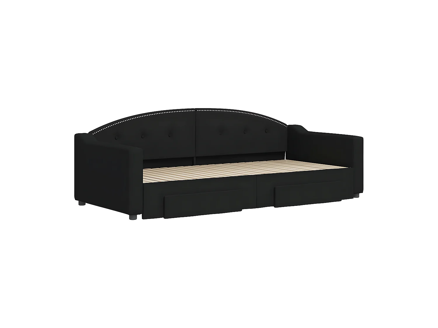 Cama nido - 90x200 cm con cajones tela negro ES78038