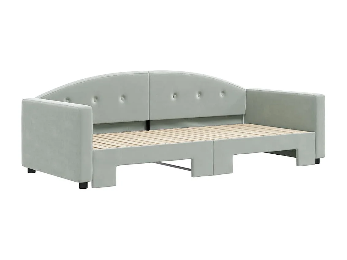 Lit gigogne gris clair 90x200 cm velours WVGQ7677