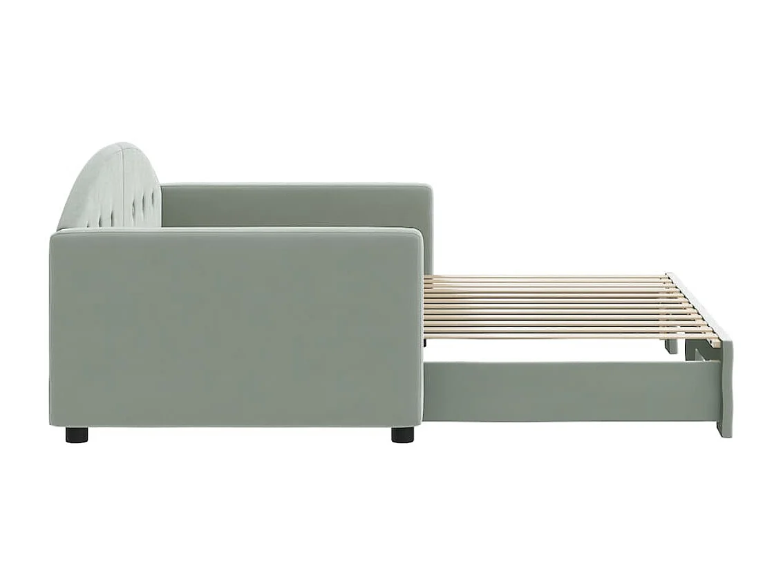 Lit gigogne gris clair 90x200 cm velours WVGQ7677