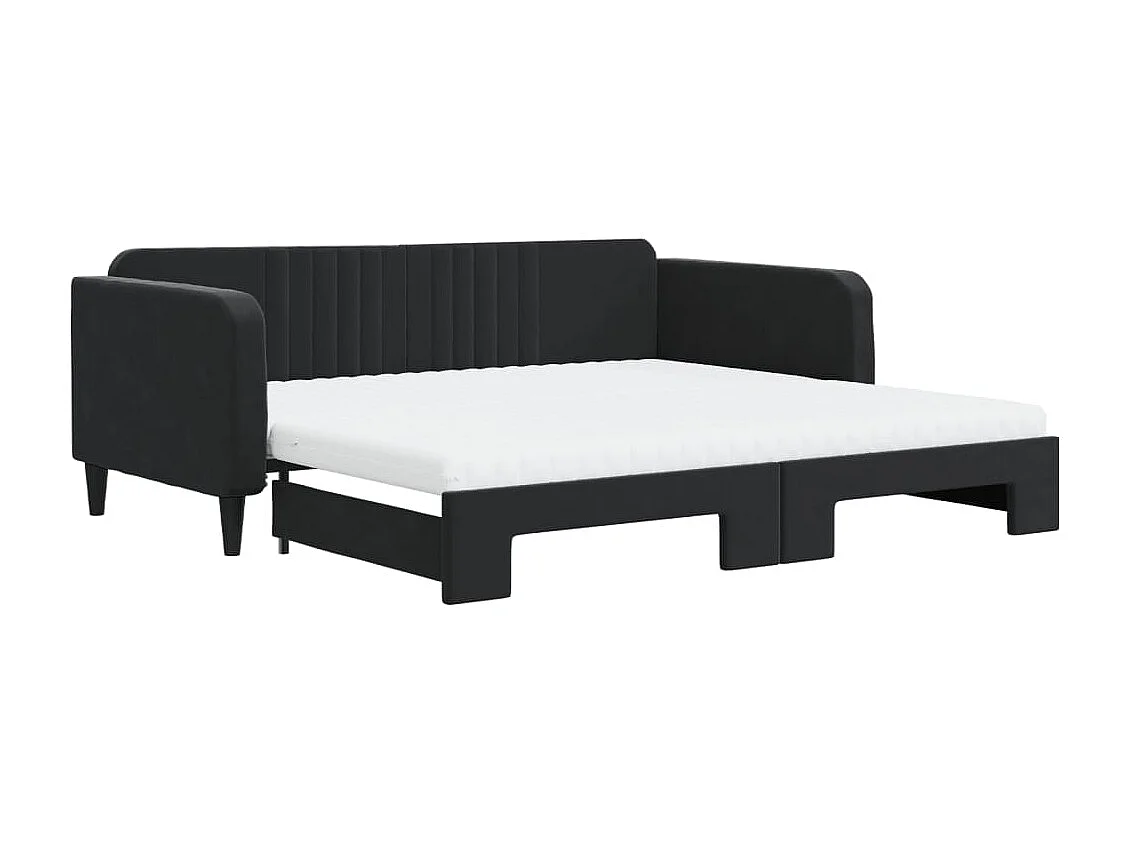 Cama nido - 100x200 cm con colchón terciopelo negro ES54327