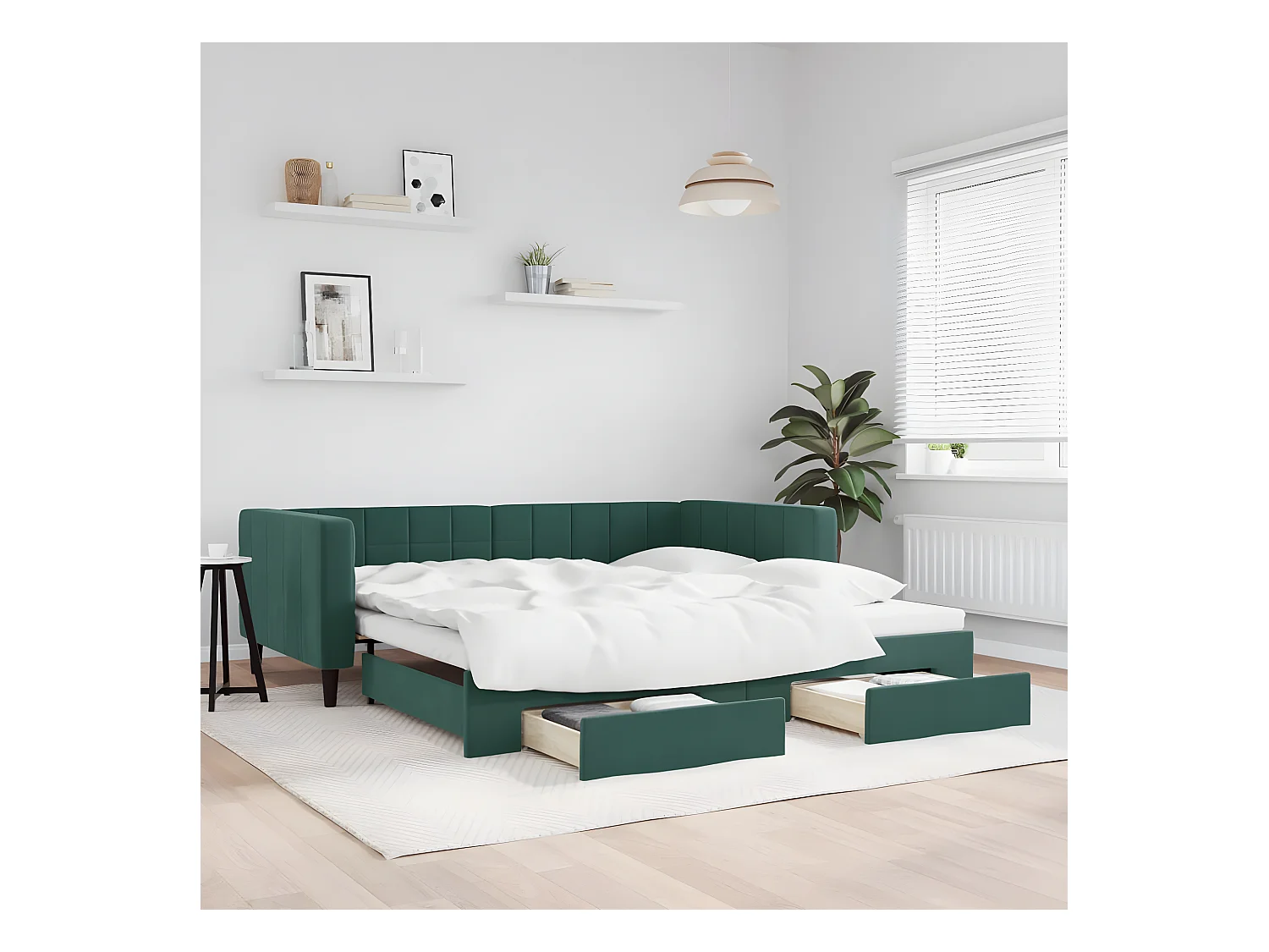 Cama nido con cajones terciopelo verde oscuro 100x200 cm ES815524
