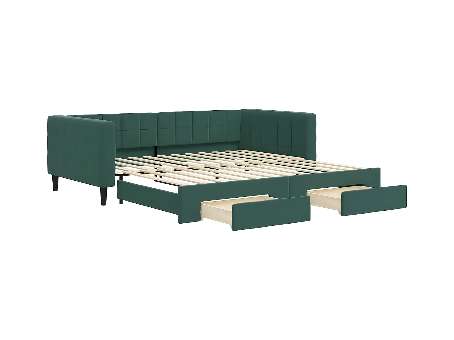 Cama nido con cajones terciopelo verde oscuro 100x200 cm ES815524