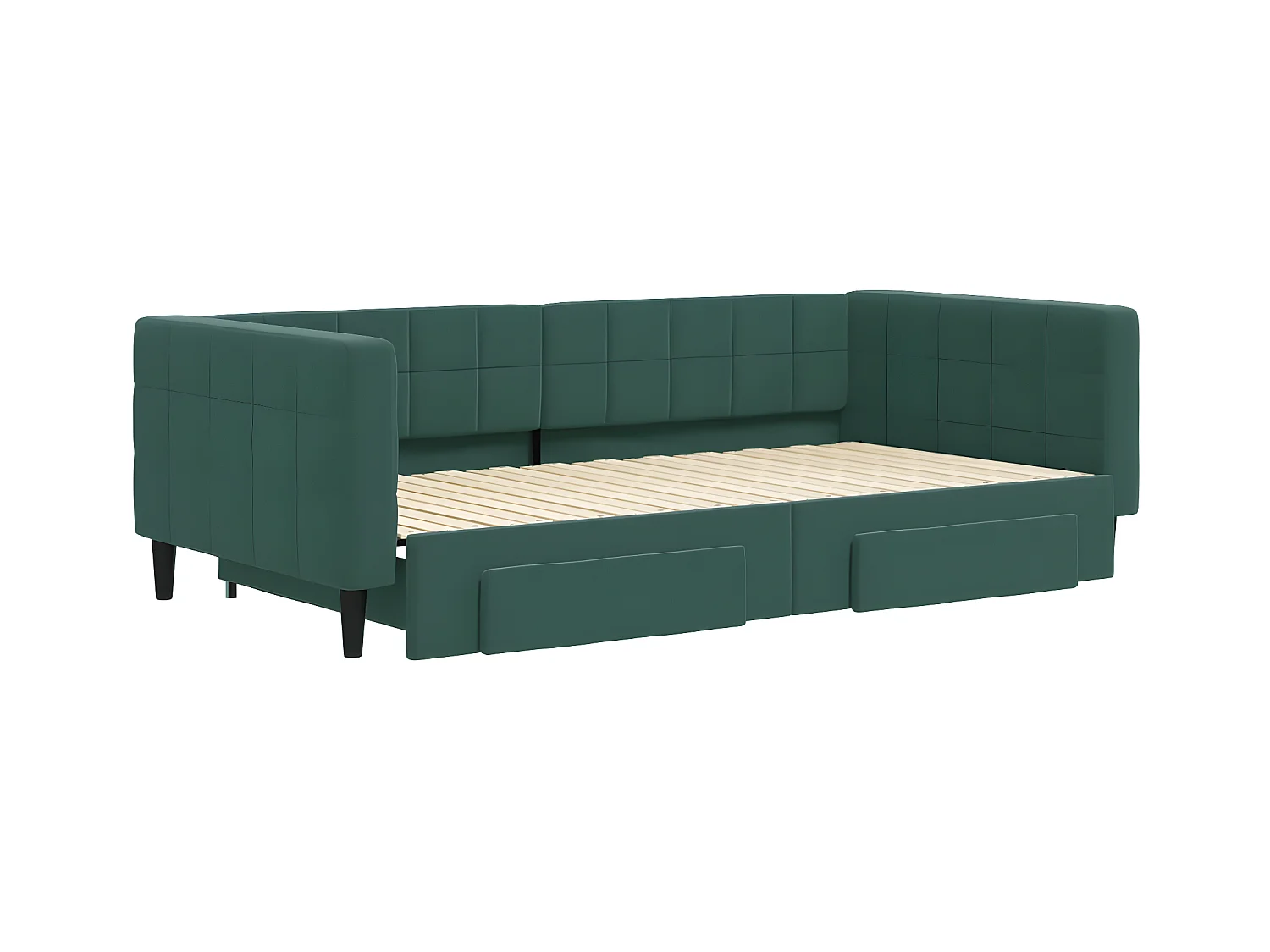 Cama nido con cajones terciopelo verde oscuro 100x200 cm ES815524