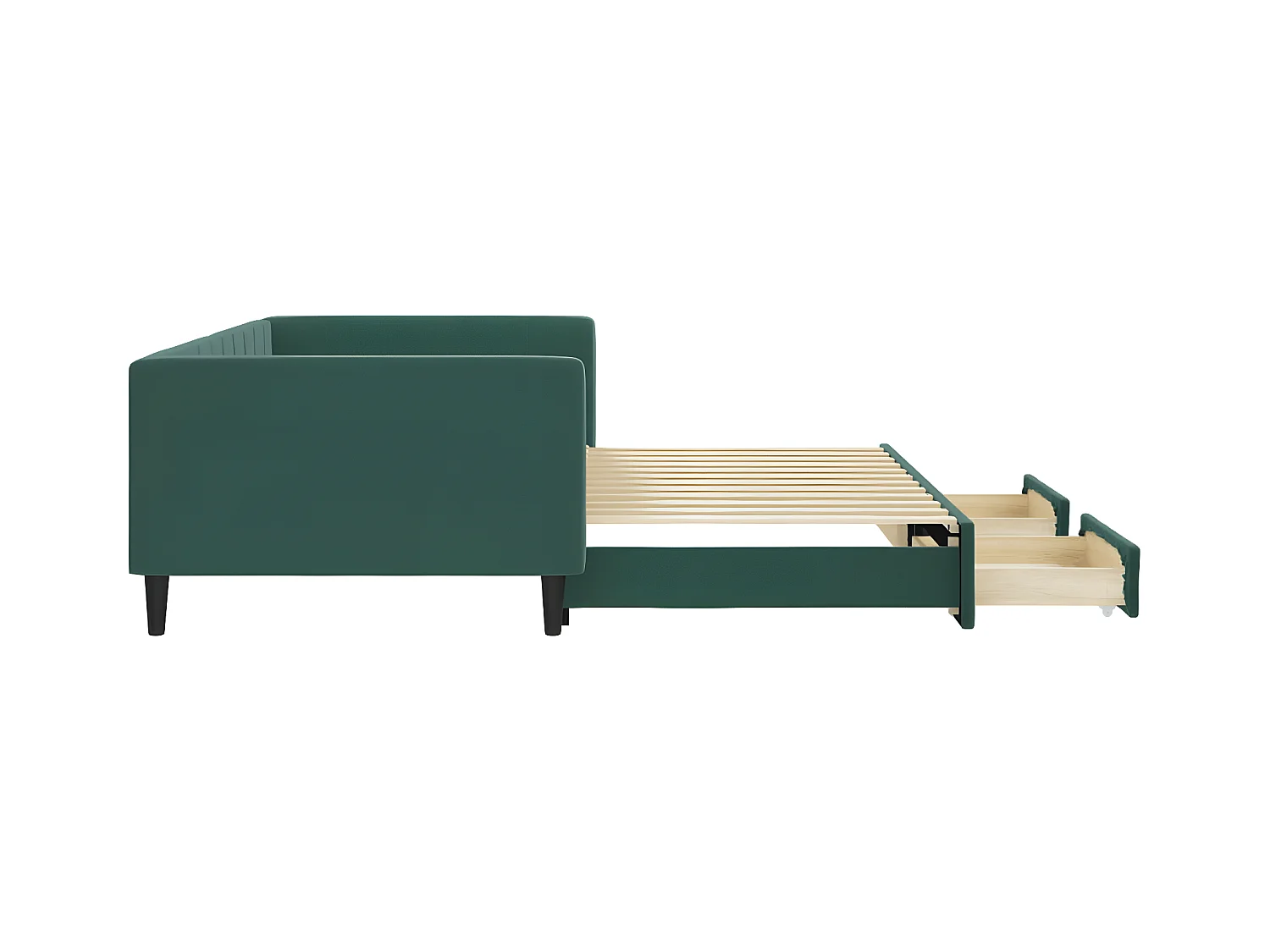 Cama nido con cajones terciopelo verde oscuro 100x200 cm ES815524