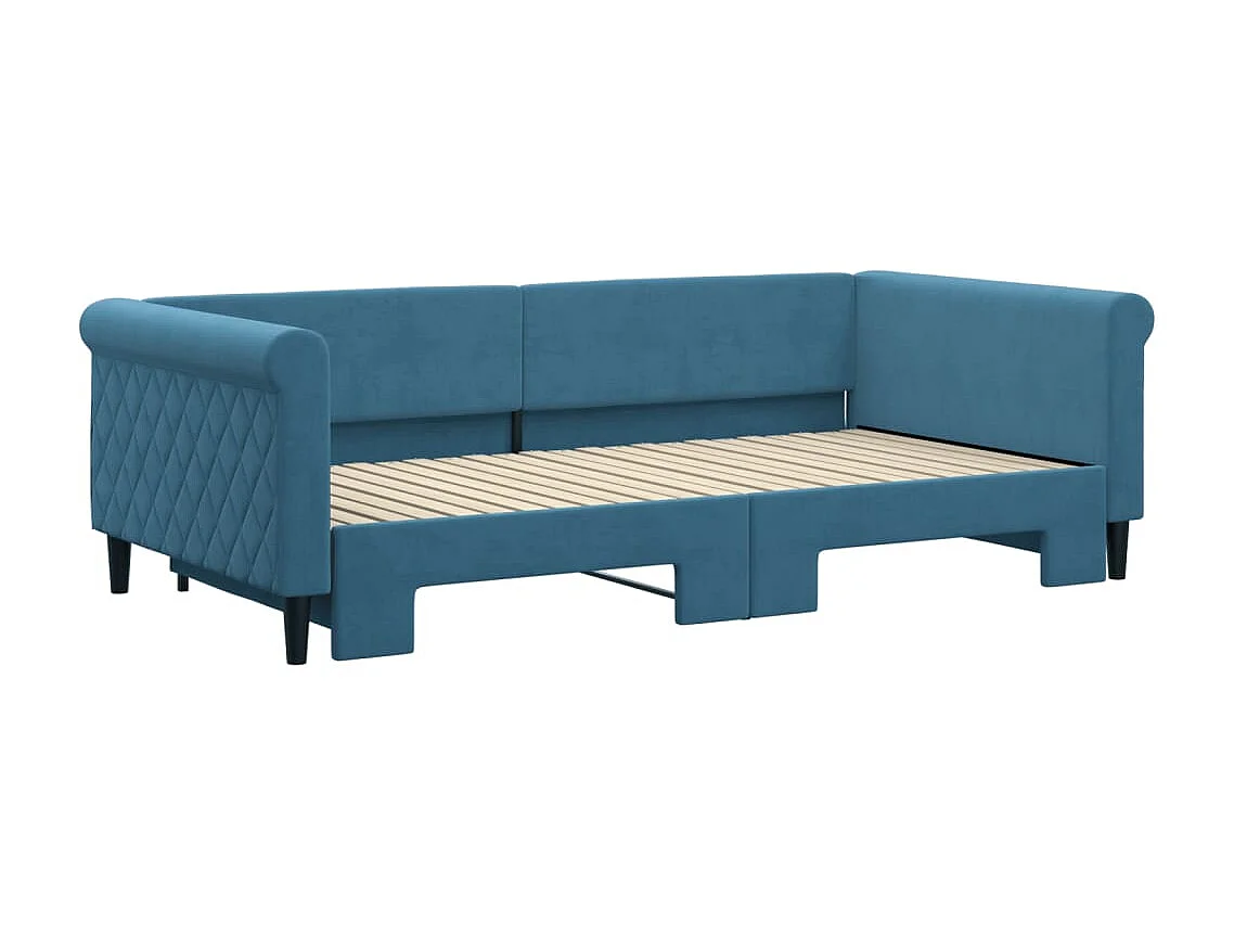 Lit gigogne bleu 100x200 cm velours WVGQ9888