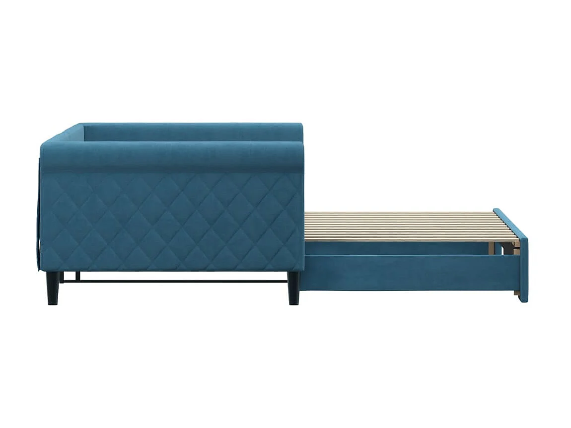 Lit gigogne bleu 100x200 cm velours WVGQ9888