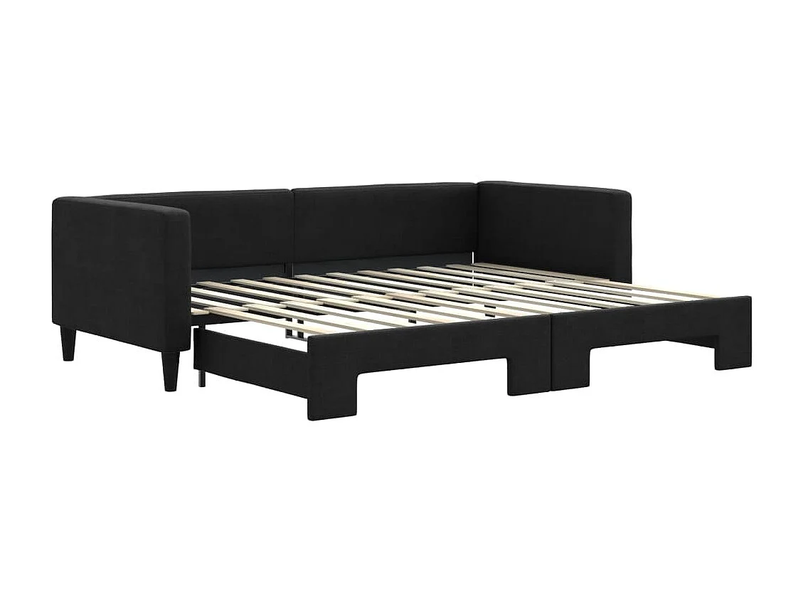 Tagesbett Ausziehbar,Ausziehbett Schwarz 90x200 cm Stoff -gkd71053