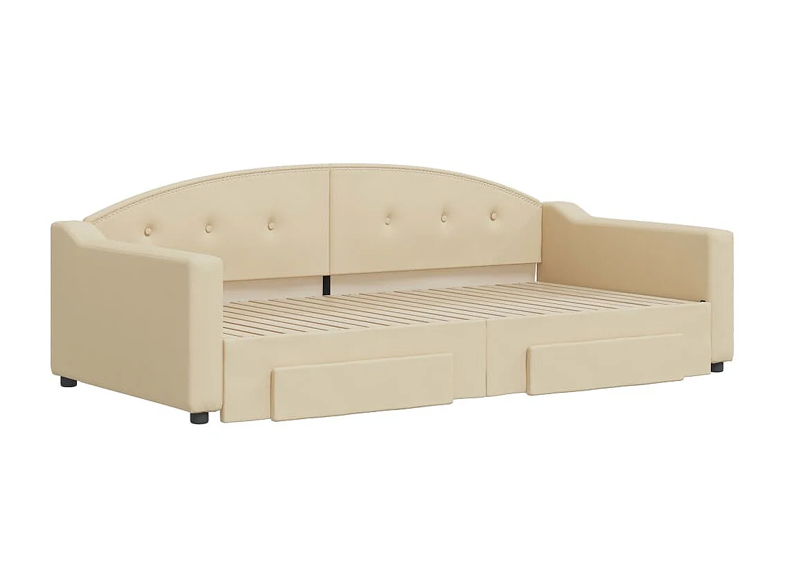 Cama nido - 100x200 cm con cajones tela color crema ES57324