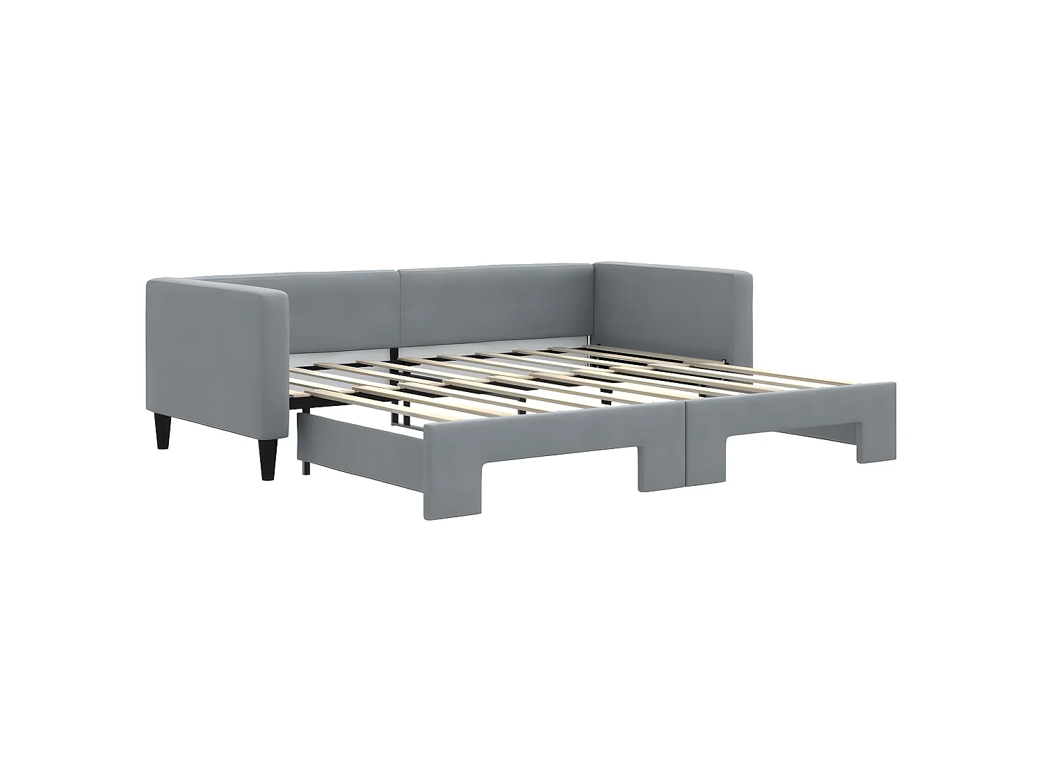 Lit gigogne gris clair 90x190 cm tissu WVGQ3694