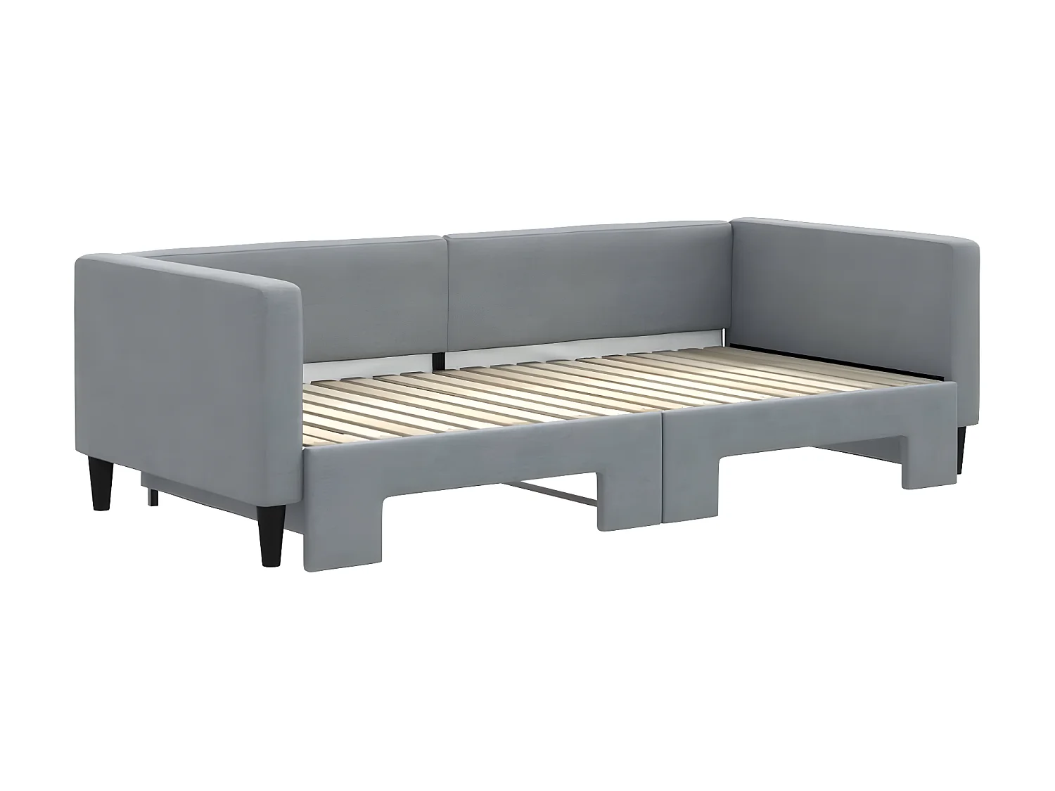 Lit gigogne gris clair 90x190 cm tissu WVGQ3694