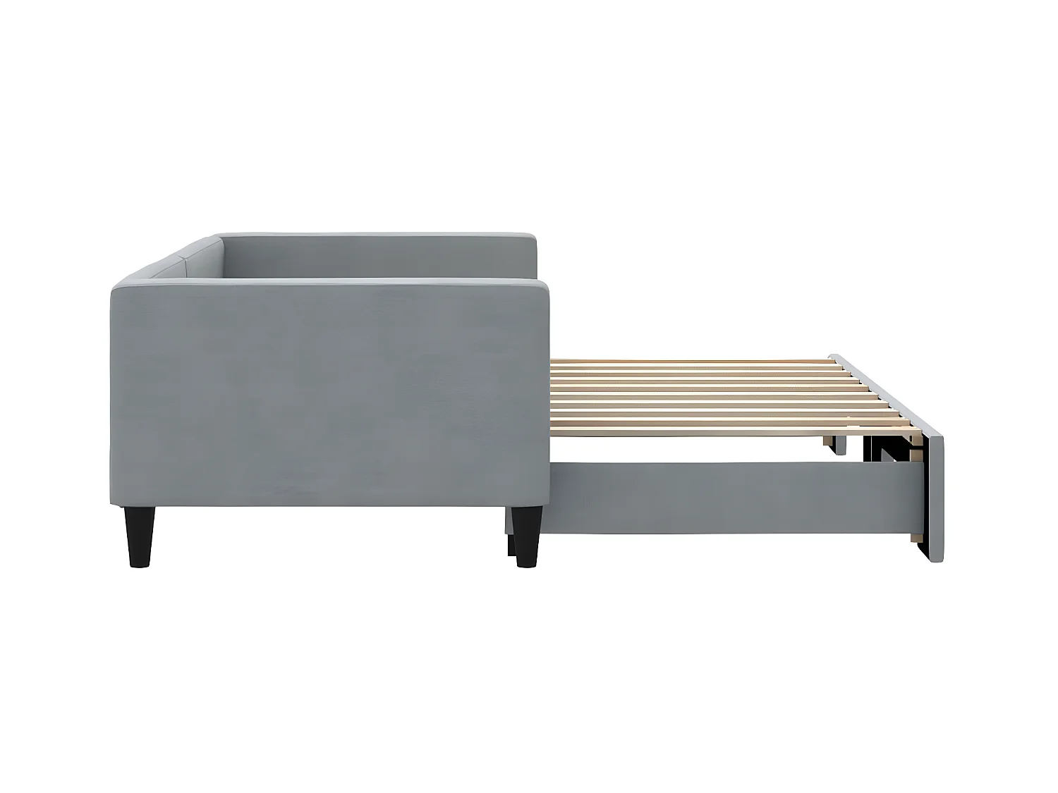 Slaapbank met onderschuifbed 90x190 cm stof lichtgrijs NL25558