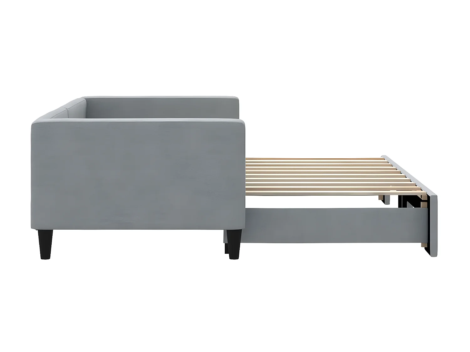 Slaapbank met onderschuifbed 90x190 cm stof lichtgrijs NL25558