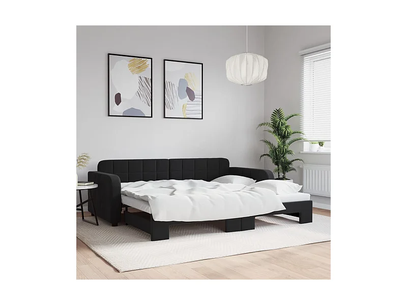 Lit gigogne noir 90x190 cm velours WVGQ6694