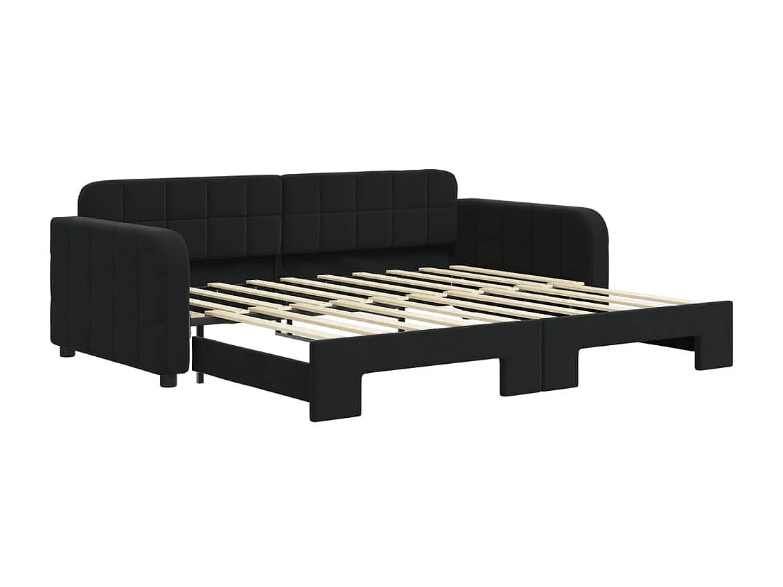 Lit gigogne noir 90x190 cm velours WVGQ6694