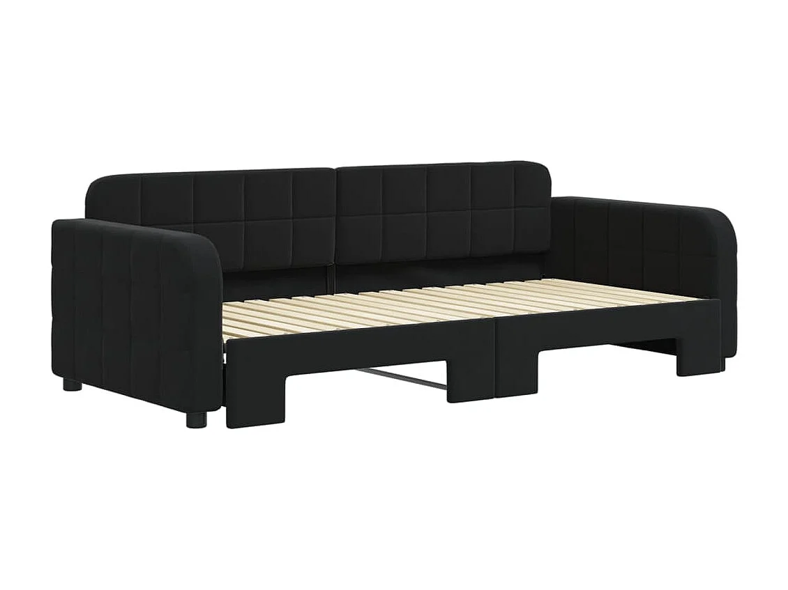 Lit gigogne noir 90x190 cm velours WVGQ6694