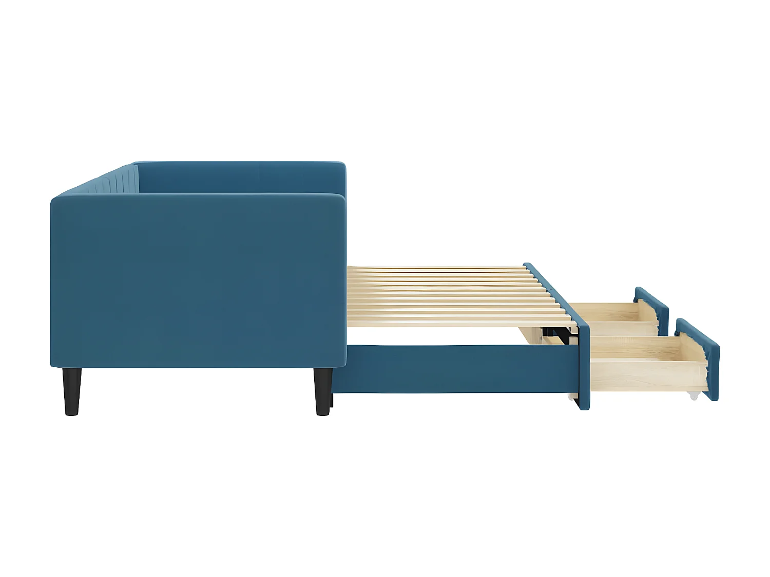 Tagesbett Ausziehbar,Ausziehbett mit Schubladen Blau 80x200 cm Samt -gkd64131