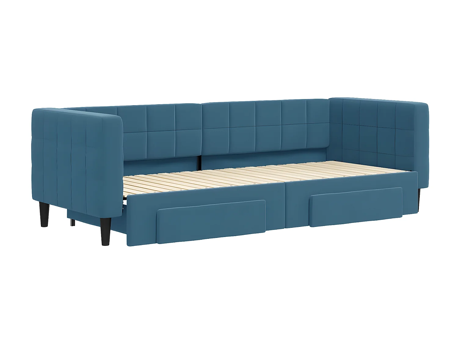 Cama nido - 80x200 cm con cajones terciopelo azul ES17580