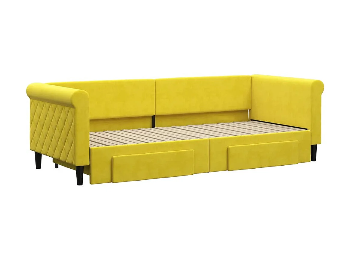 Cama nido - 80x200 cm con cajones terciopelo amarillo ES79743