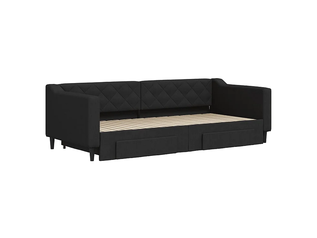 Cama dupla com gavetão e gavetas 90x200 cm tecido preto PT276567