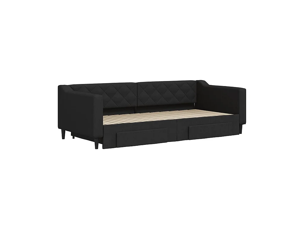 Cama nido - 90x200 cm con cajones tela negro ES78621