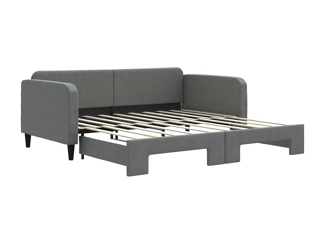 Lit gigogne gris foncé 90x190 cm tissu WVGQ2395
