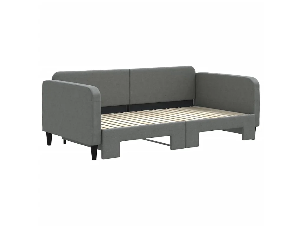 Lit gigogne gris foncé 90x190 cm tissu WVGQ2395