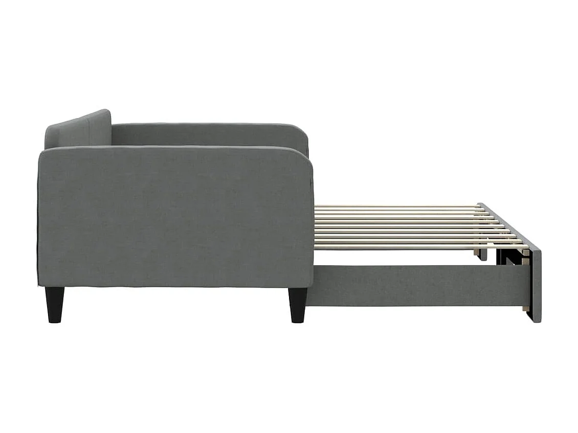 Lit gigogne gris foncé 90x190 cm tissu WVGQ2395