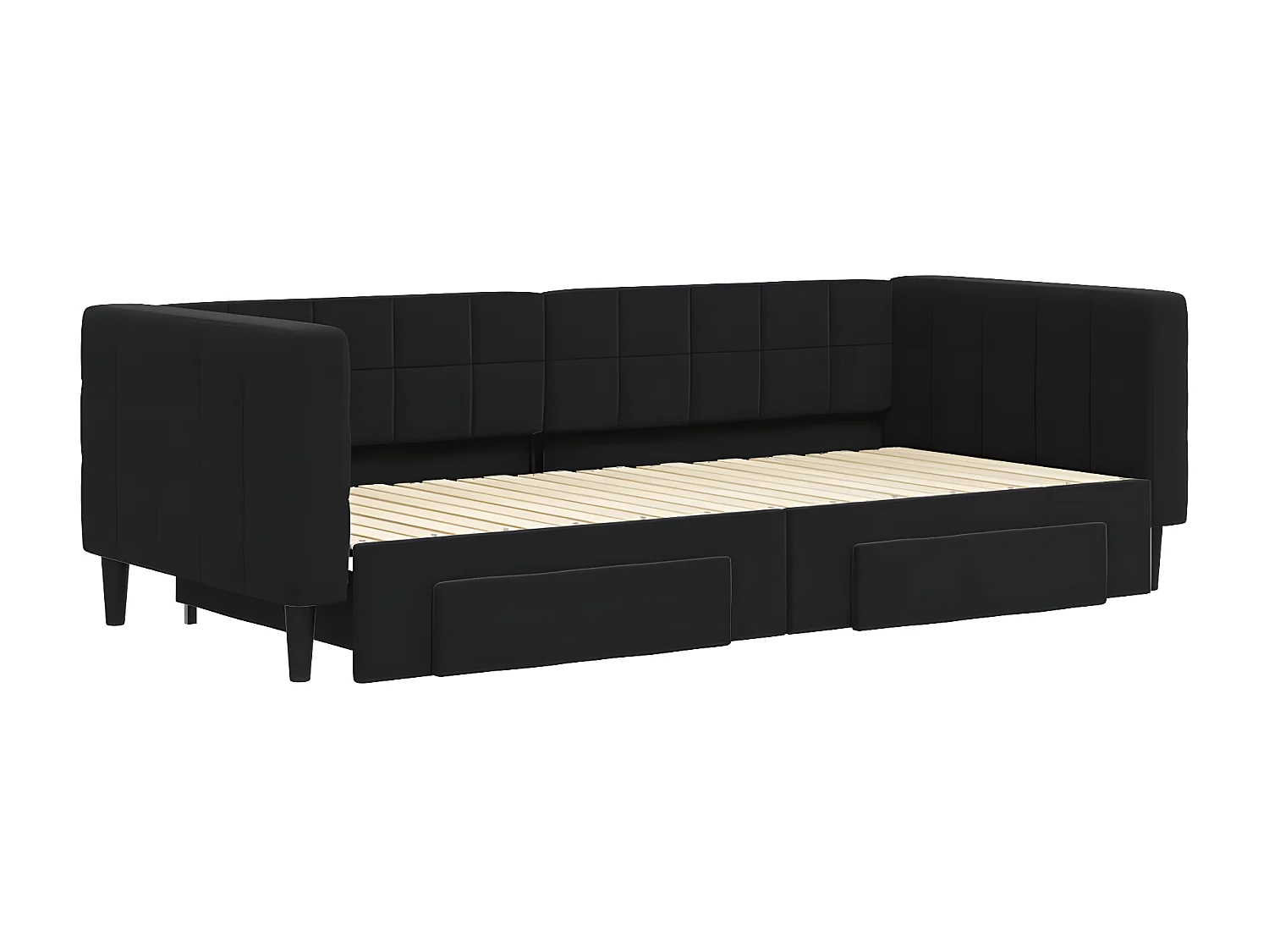 Cama dupla com gavetão e gavetas 90x200 cm veludo preto PT533209