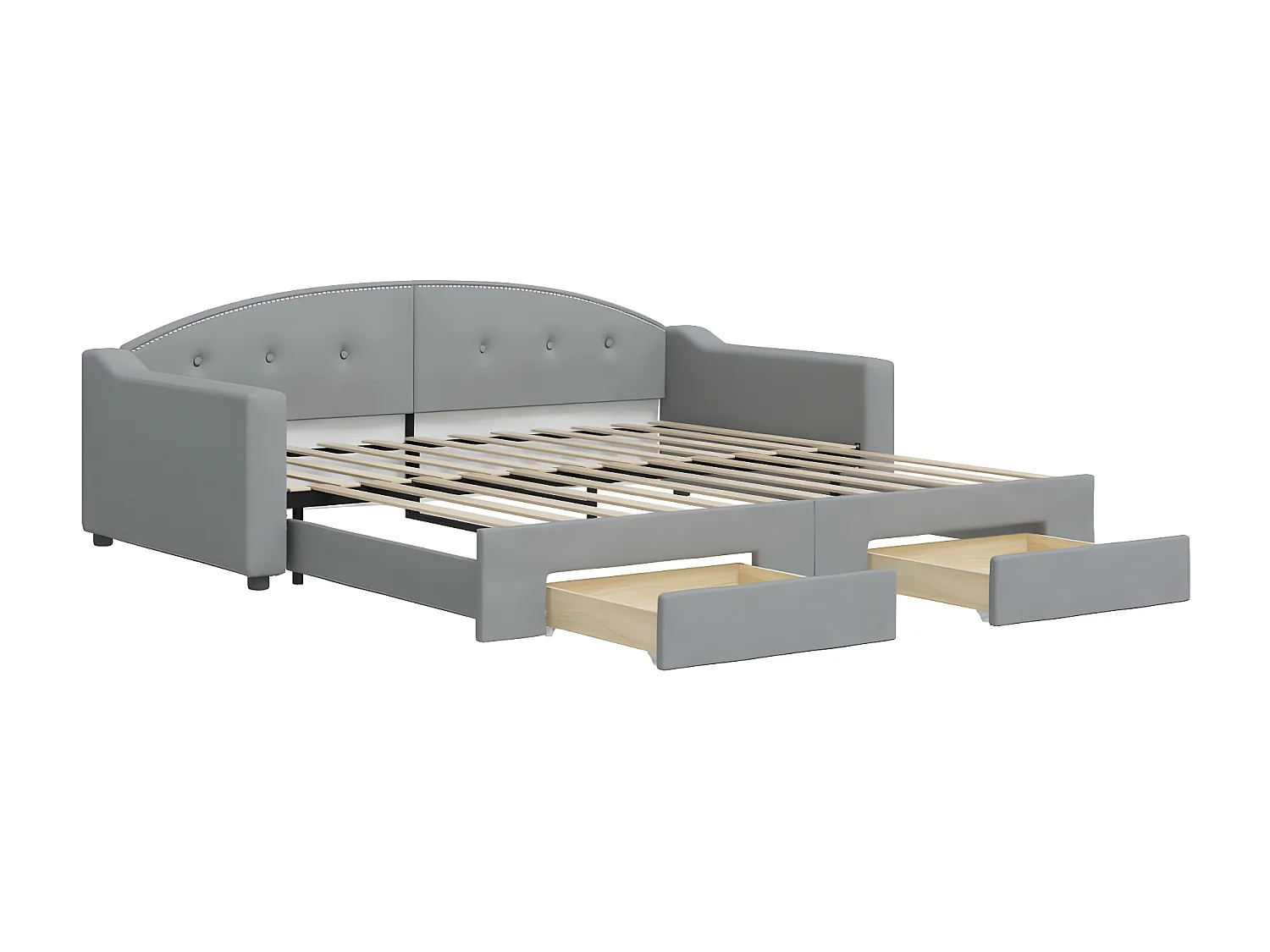 Sofá-cama 100x200 cm c/ gavetão e gavetas tecido cinzento-claro PT760501